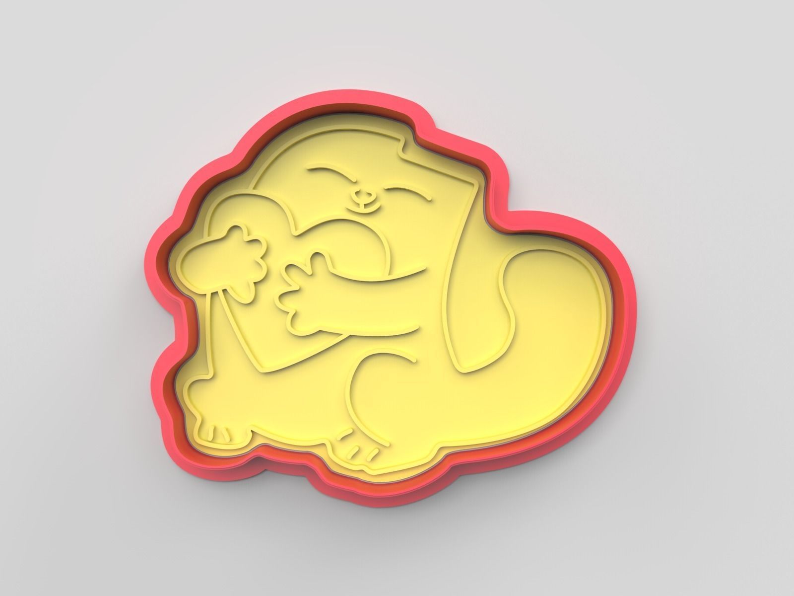 Cookie cutter and stamp - Cat and heart 3D print model_3