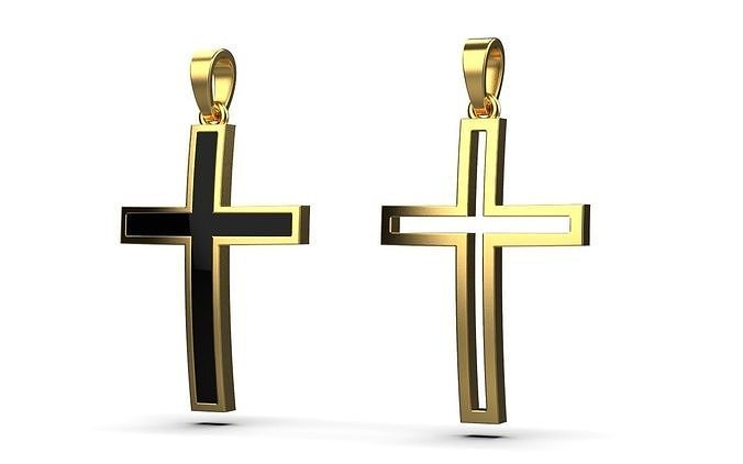 cross Enamel hollow  ornament 2 cross 3D print model