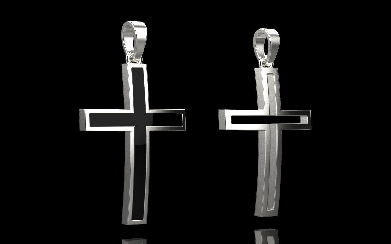 cross Enamel hollow ornament 2 cross 3D print model_1