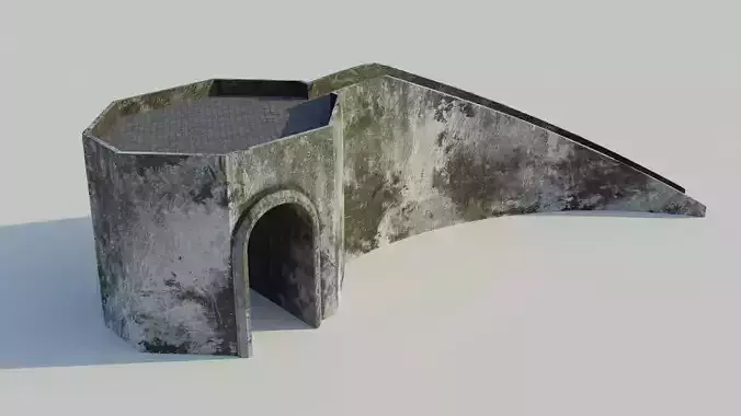 Bridge 3D model concrete wall with arch in it
