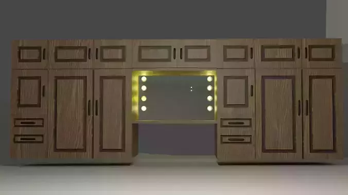 Wooded Big Wardrobe with a mirror