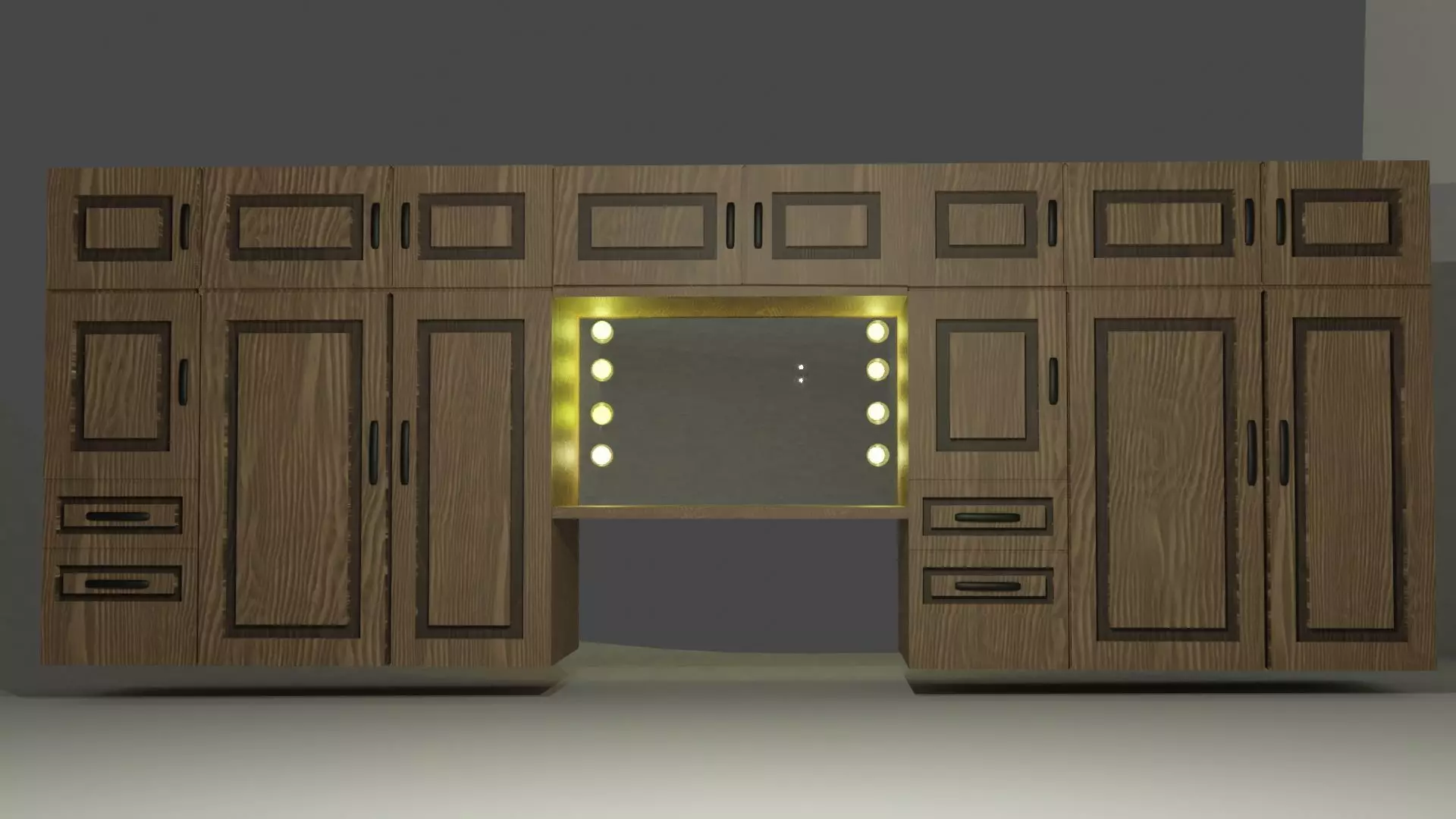 Wooded Big Wardrobe with a mirror Free 3D model