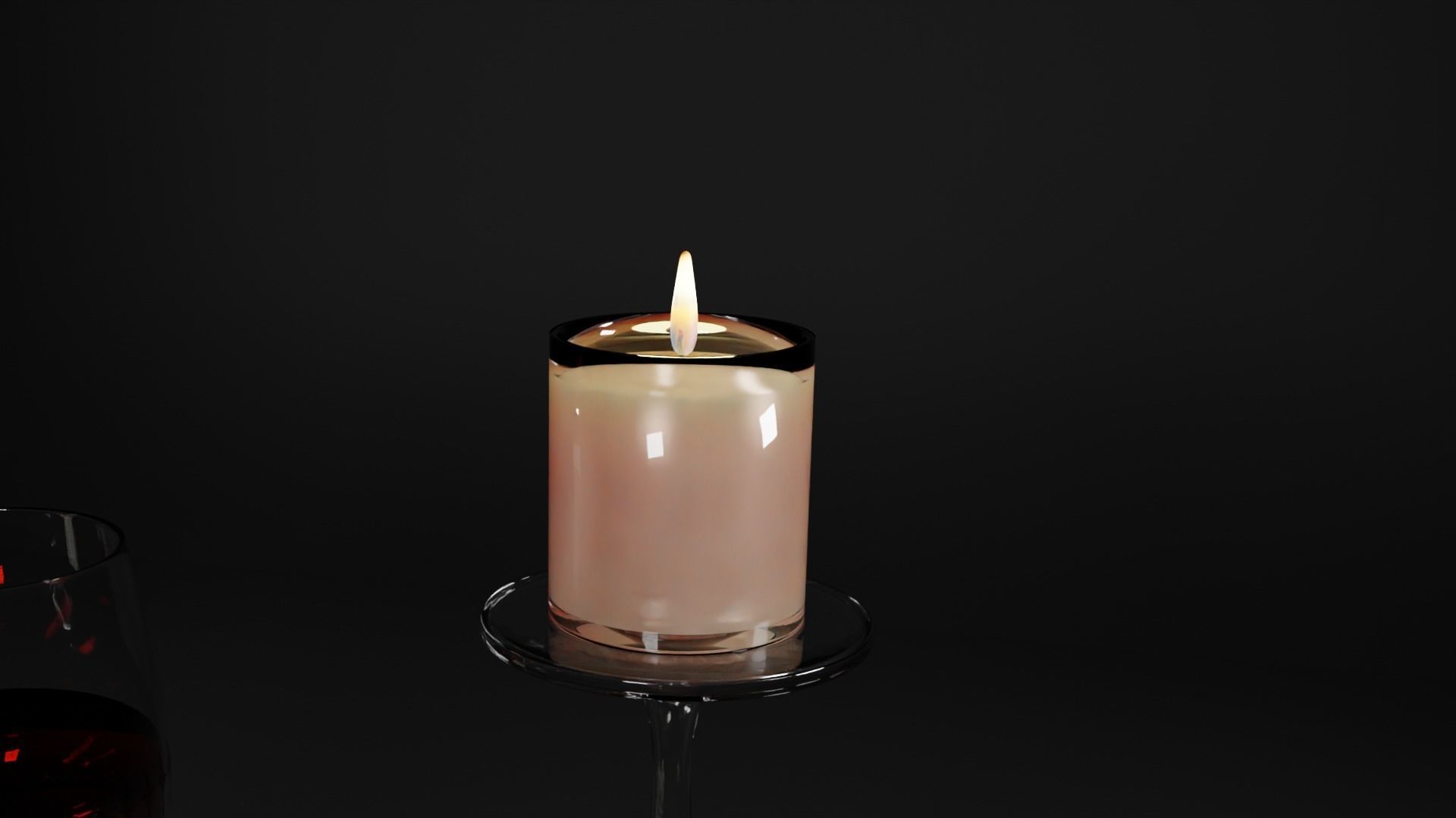 Red wine with cherries and candle 3D model_7