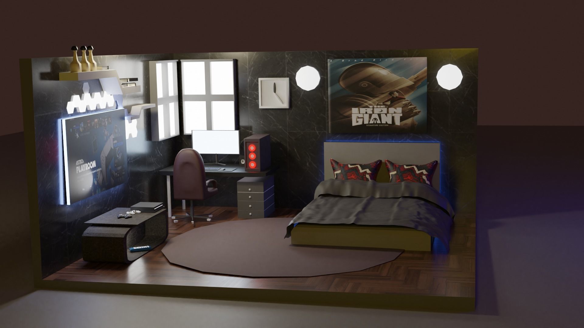 Gaming Room Low-poly 3D model_2