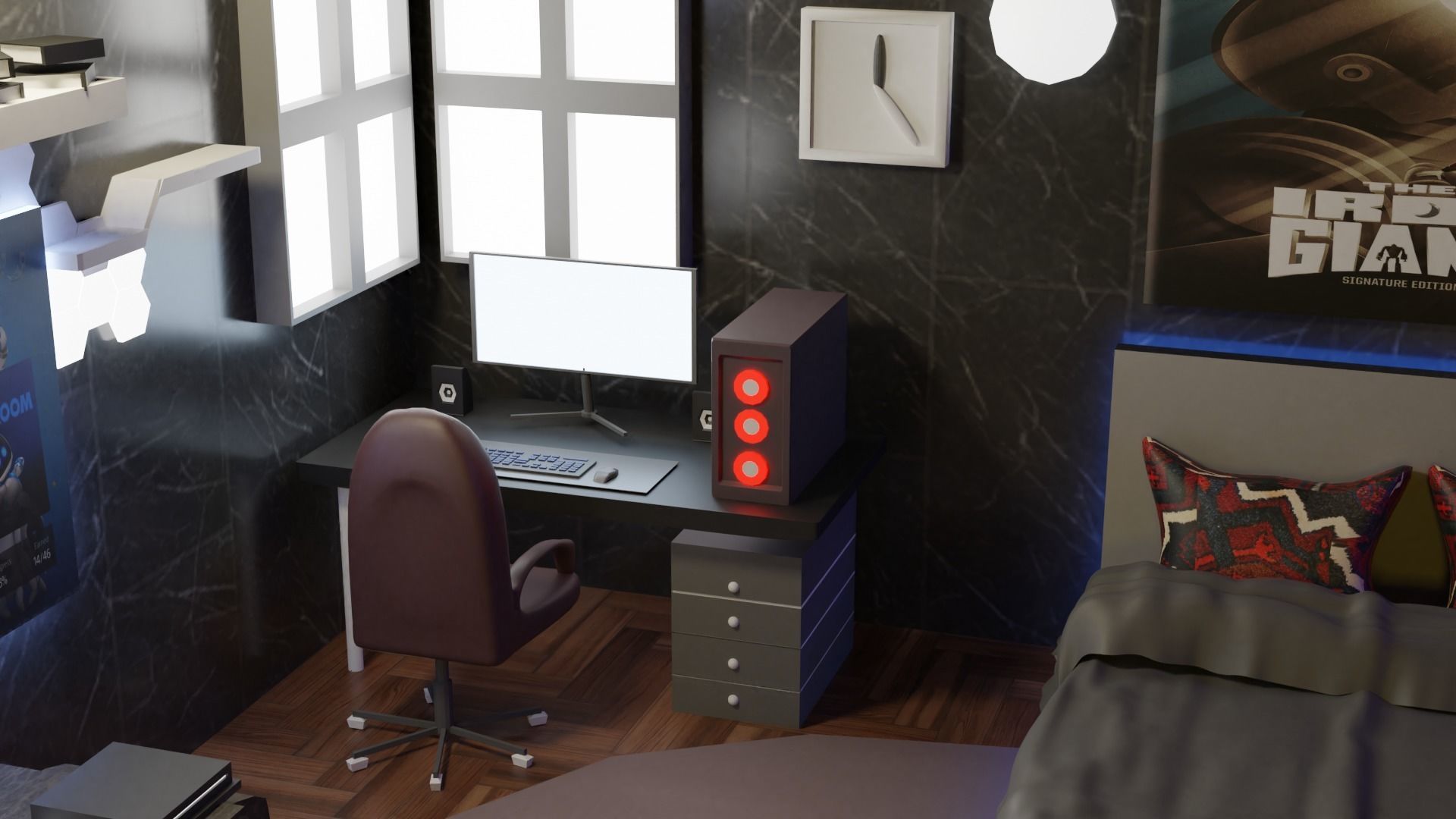 Gaming Room Low-poly 3D model_6