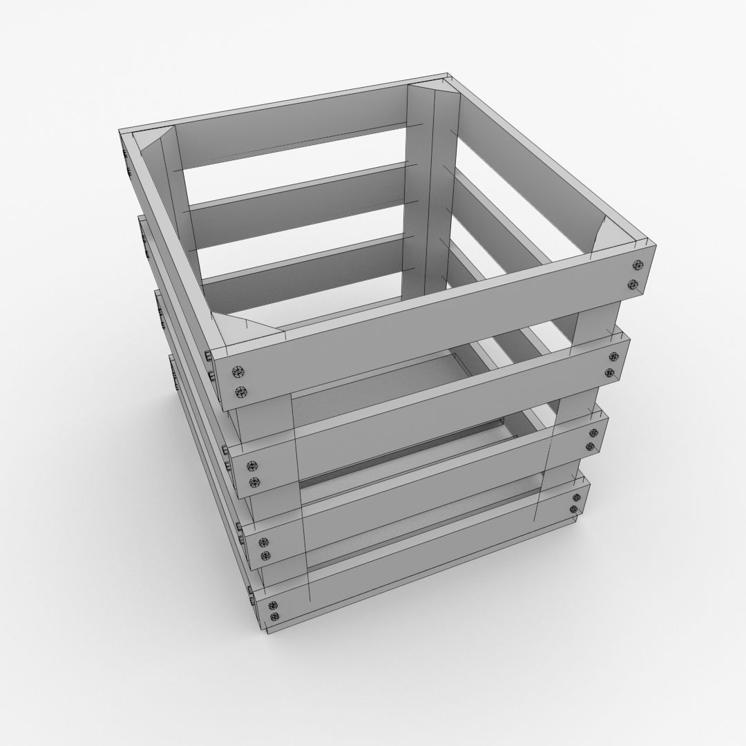 Wooden Crate 3D model_4