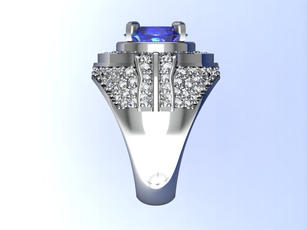 man ring with diamond blue sapphire 3D print model_2