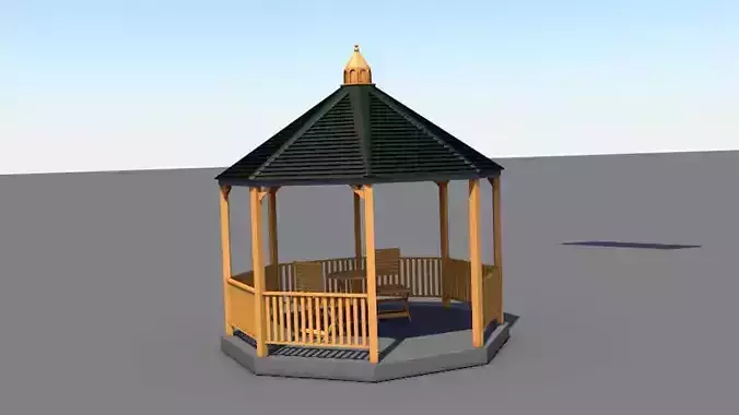 Gazebo 3D model with roof