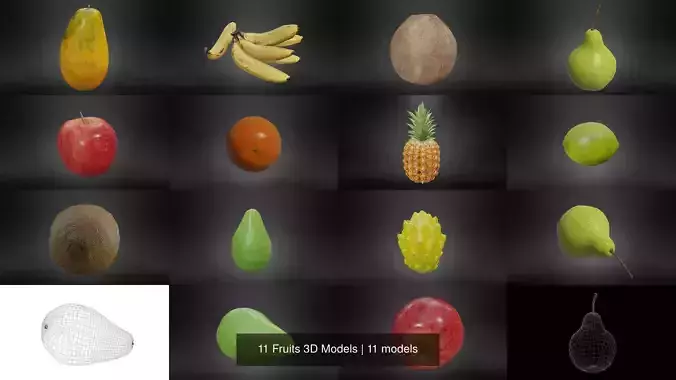 11 Fruits 3D Models 3D Model Collection