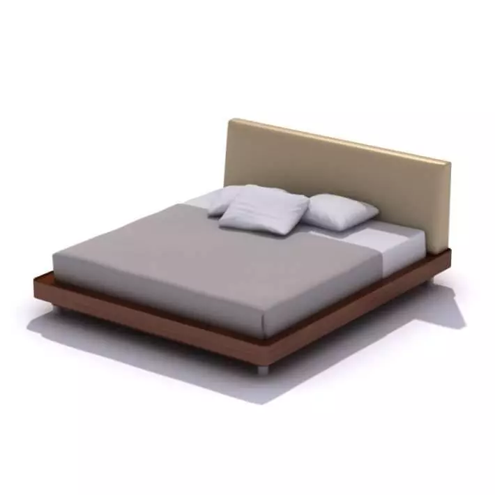 King Sized Bed With Wood Frame 3D model_0