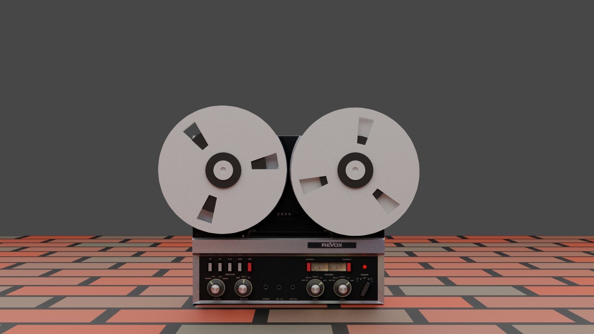Revox A77 Vintage Tape Machine Low-poly 3D model_2