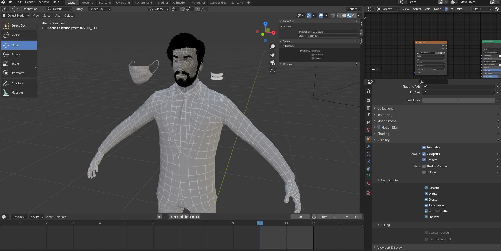 Fur Black Suit Man Rigged With Mask Low-poly 3D model_17