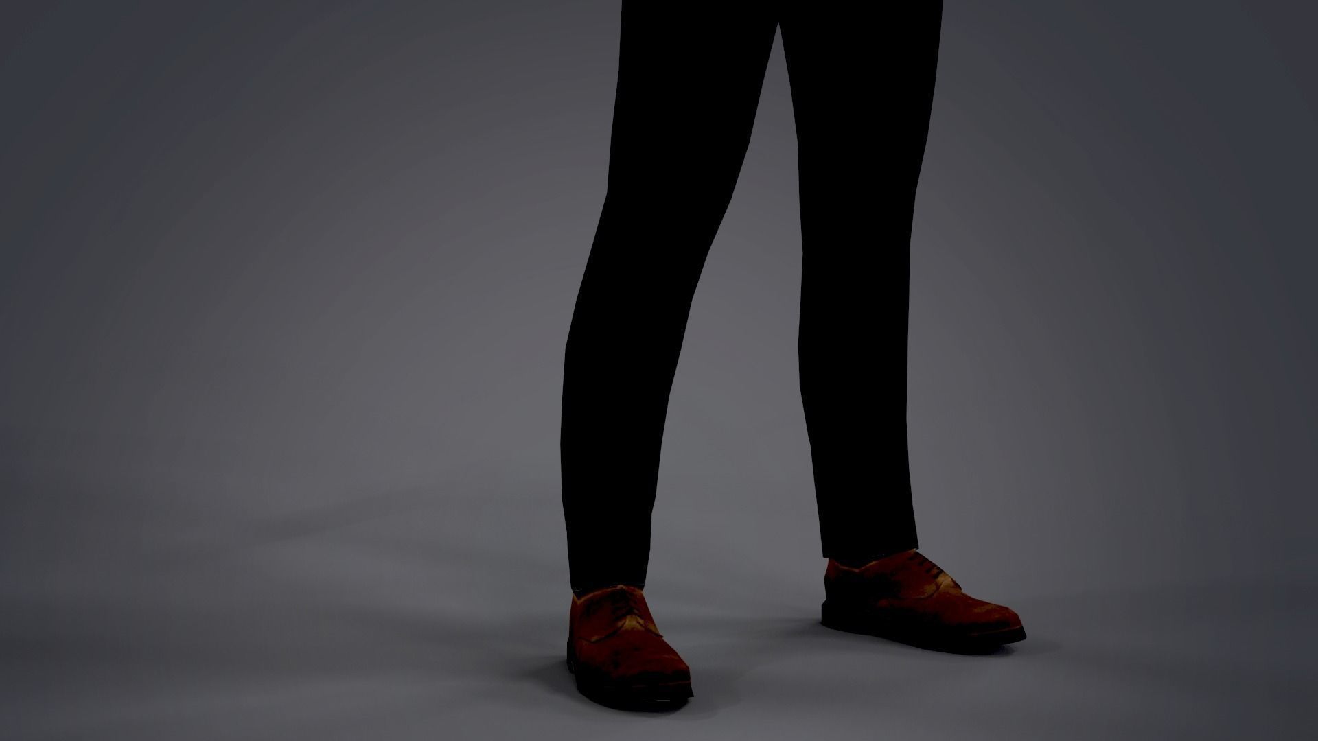 Fur Black Suit Man Rigged With Mask Low-poly 3D model_14