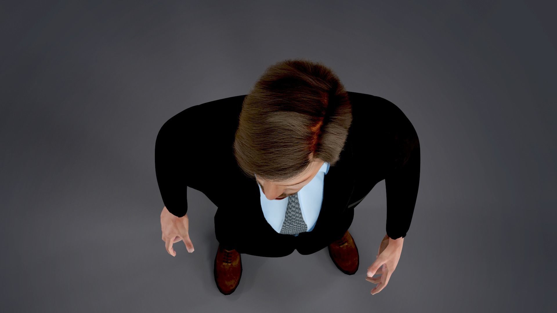 Fur Black Suit Man Rigged With Mask Low-poly 3D model_5