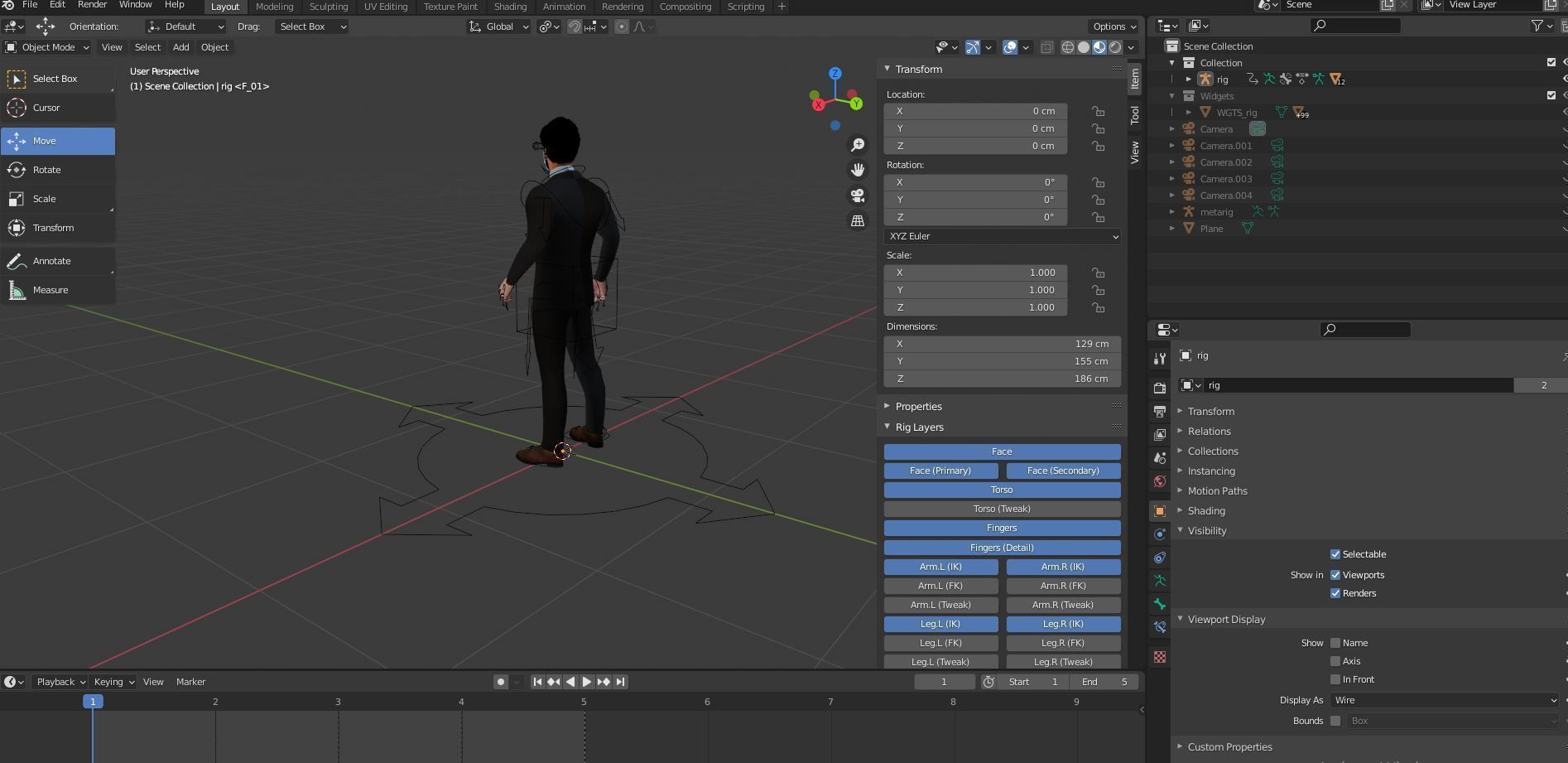 Fur Black Suit Man Rigged With Mask Low-poly 3D model_22
