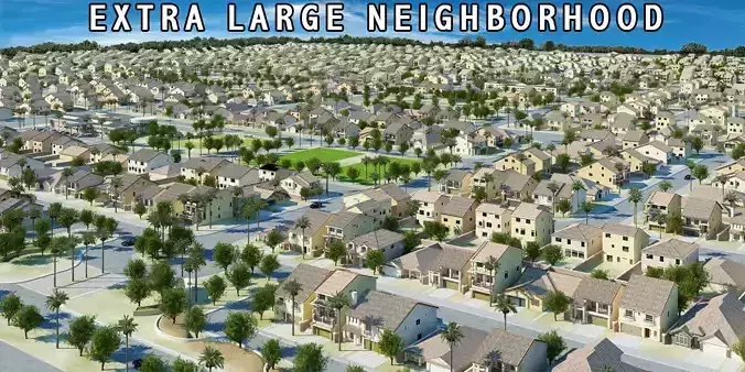 NEIGHBORHOOD 1100 HOUSES 3D model