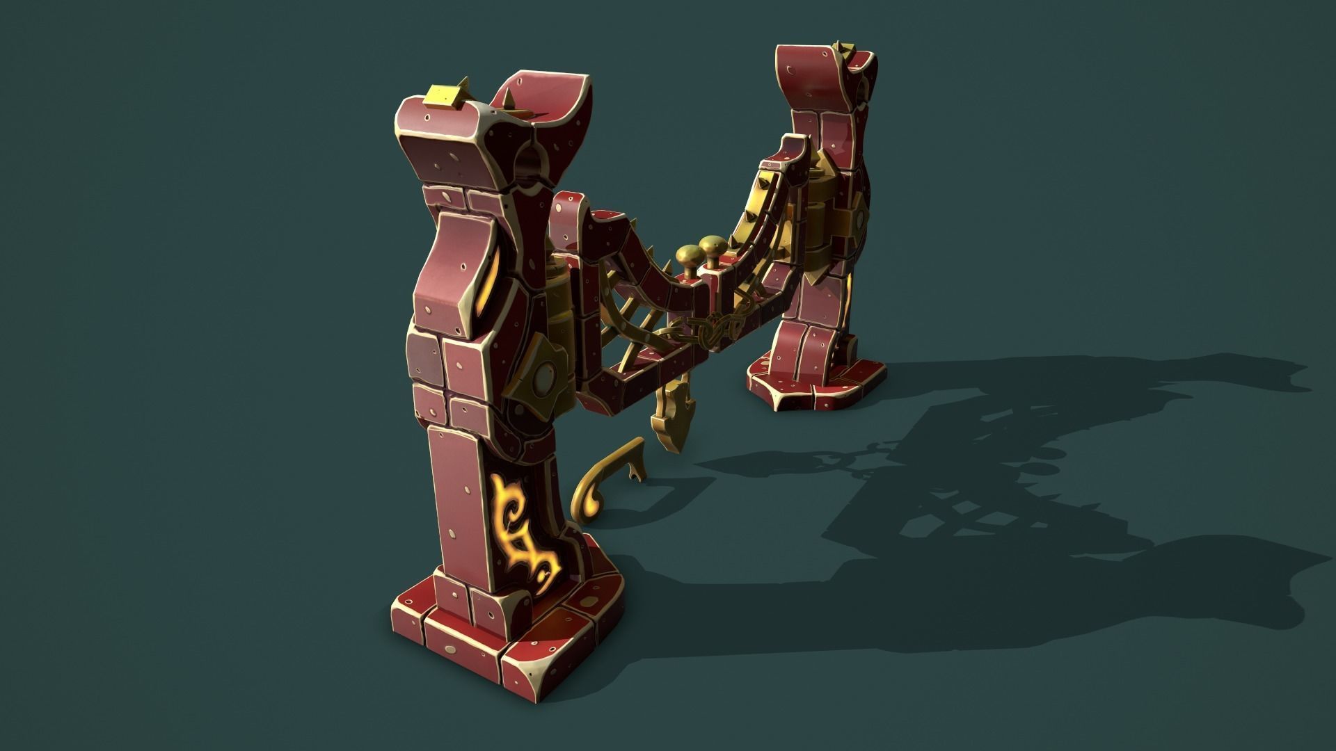 Fantasy fence door Low-poly 3D model_15