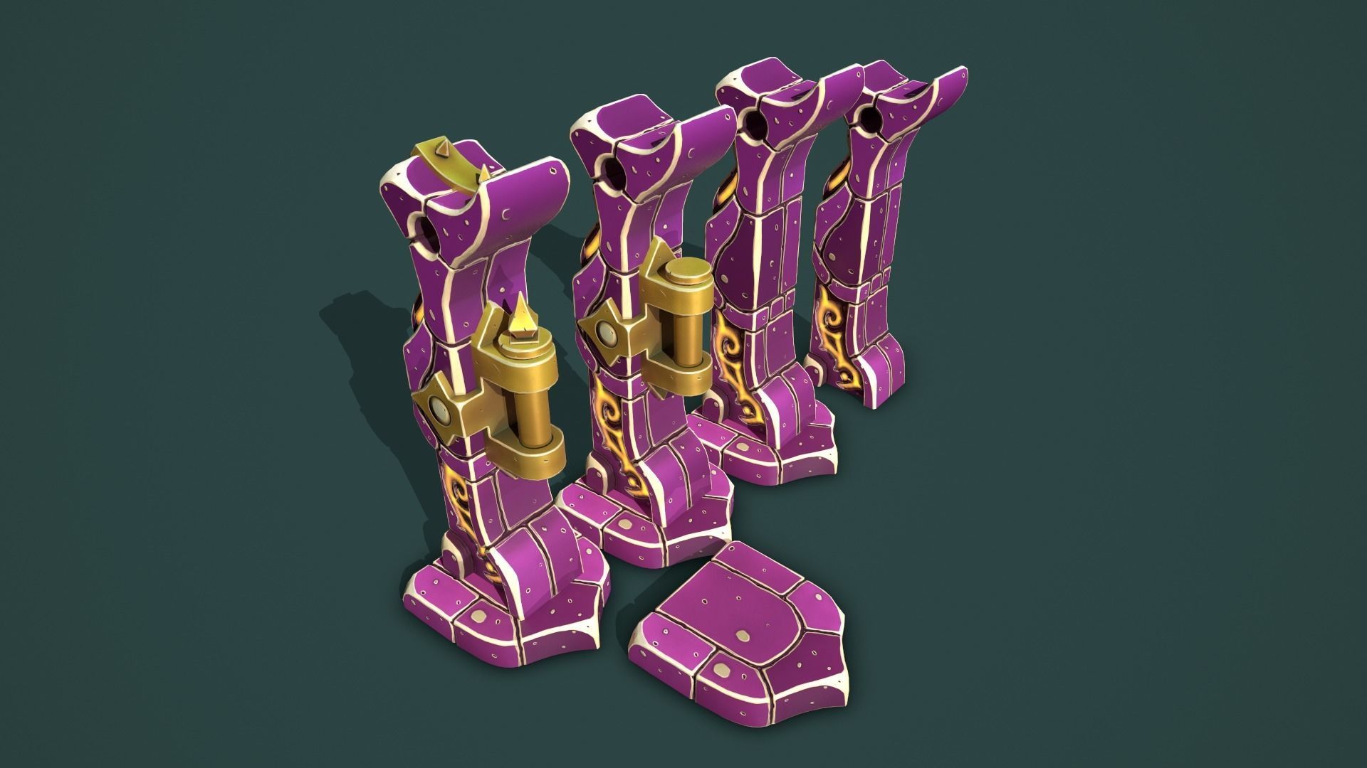 Fantasy fence door Low-poly 3D model_17