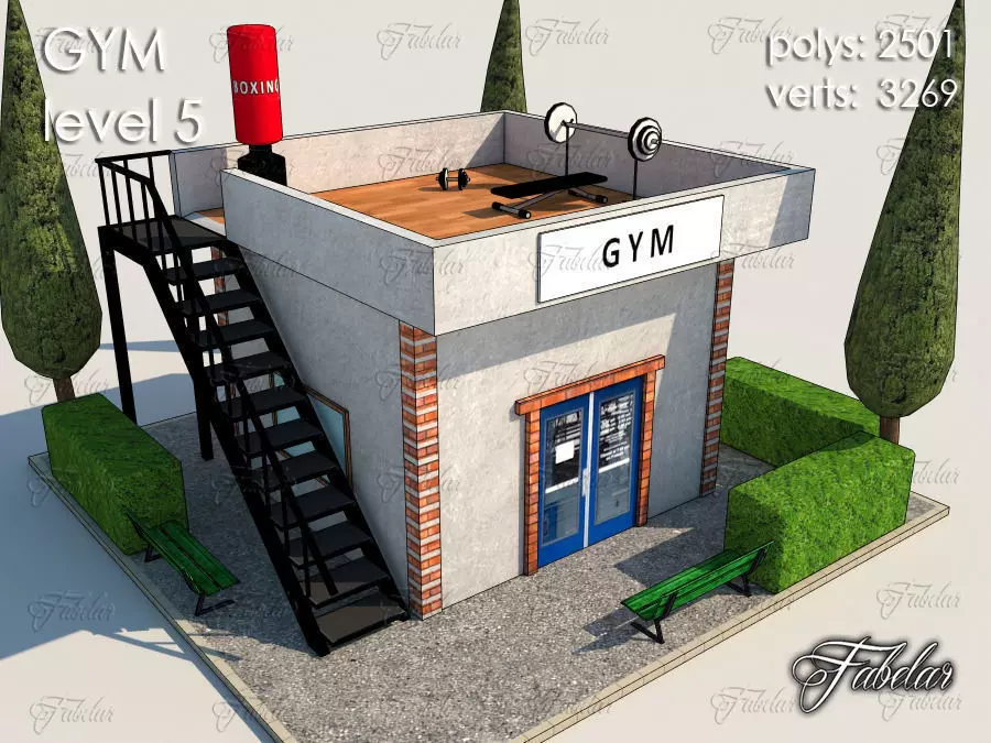 Gym Level Low-poly 3D model