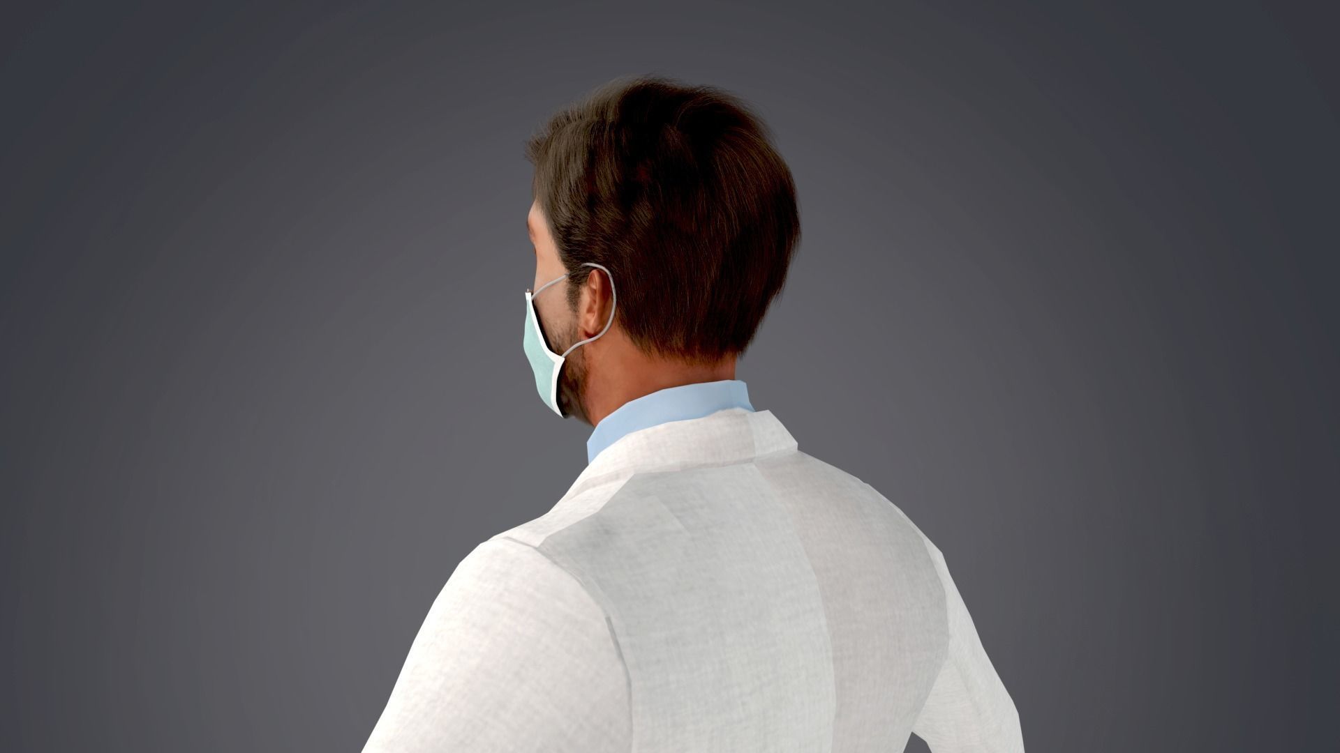 Fur White Suit Man With Face Mask Rigged  Low-poly 3D model_13