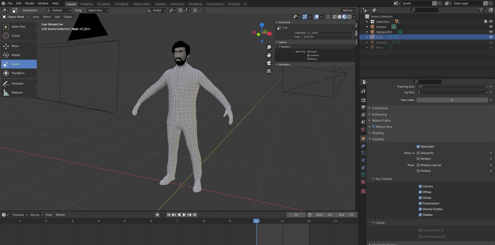 Fur White Suit Man With Face Mask Rigged  Low-poly 3D model_15
