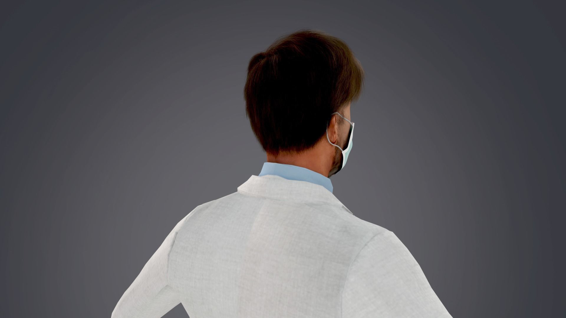 Fur White Suit Man With Face Mask Rigged  Low-poly 3D model_12