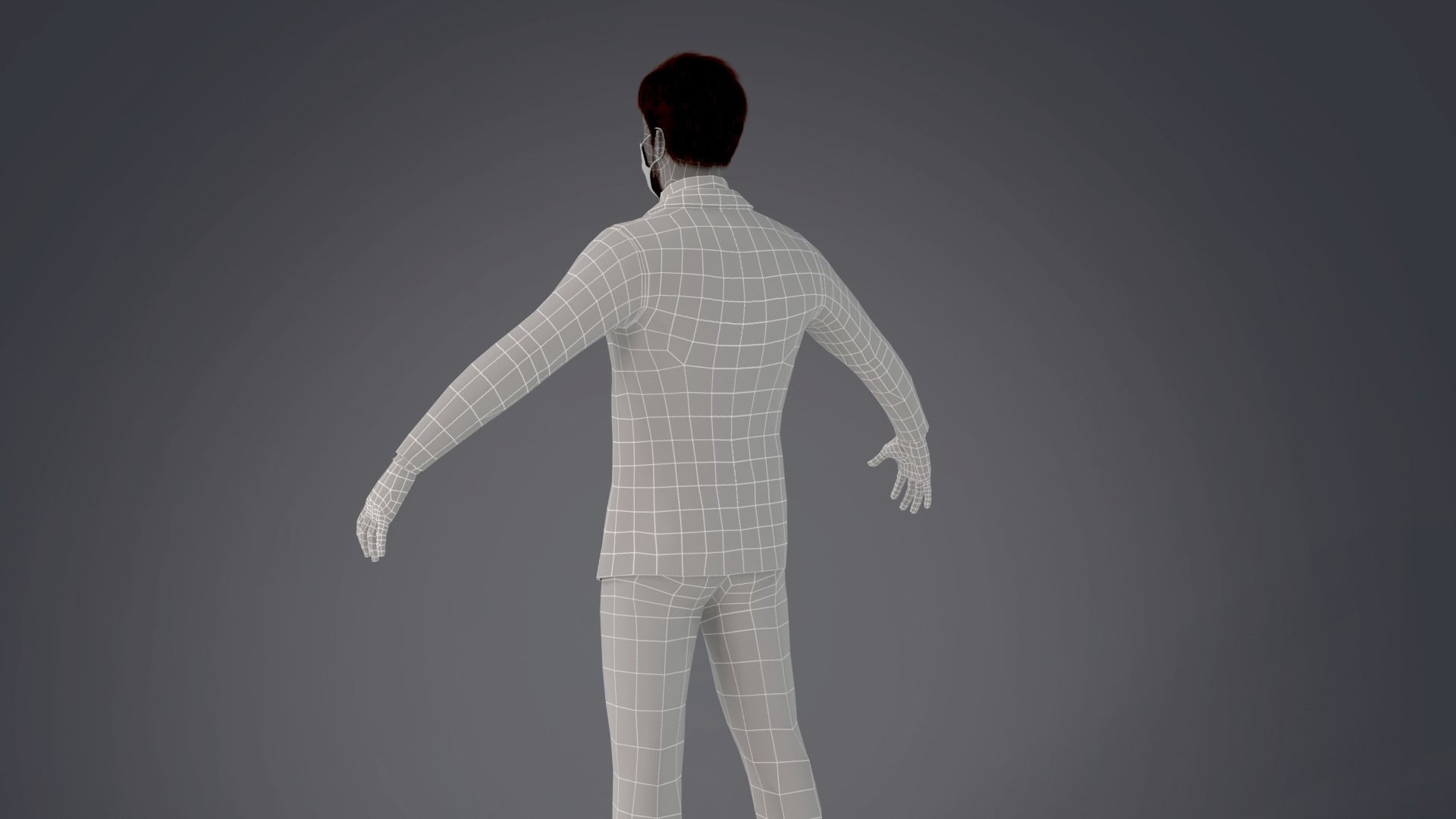 Fur White Suit Man With Face Mask Rigged  Low-poly 3D model_23