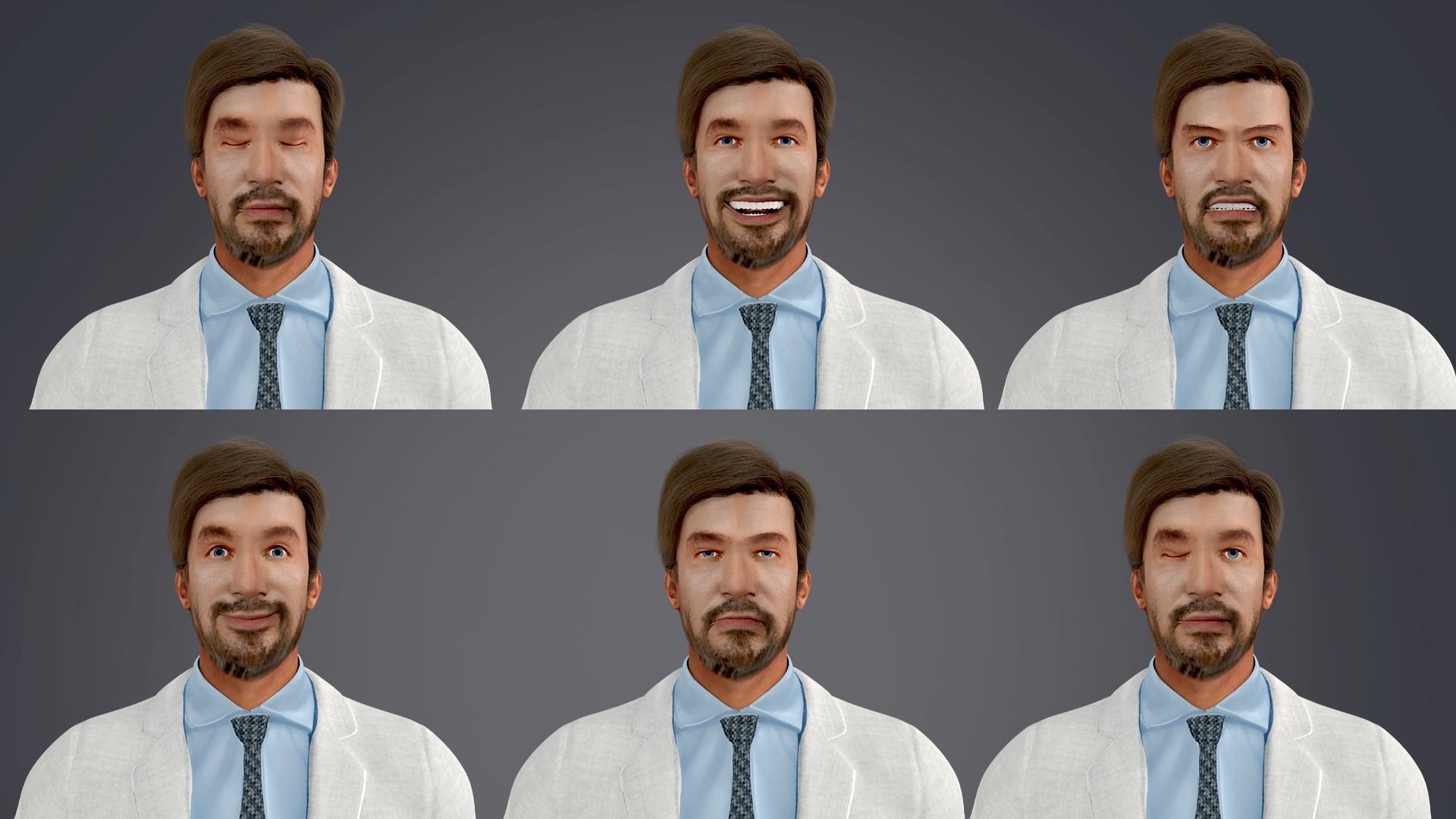 Fur White Suit Man With Face Mask Rigged  Low-poly 3D model_2