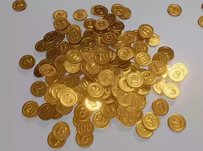 Numbered bronze coin 3d model - PBR Low-poly 3D model Low-poly 3D model
