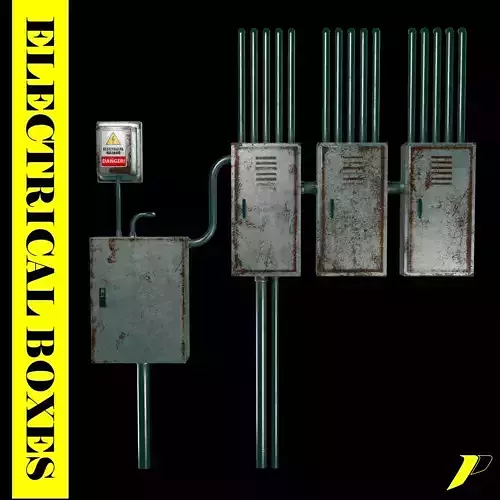 Electrical boxes Low-poly 3D model