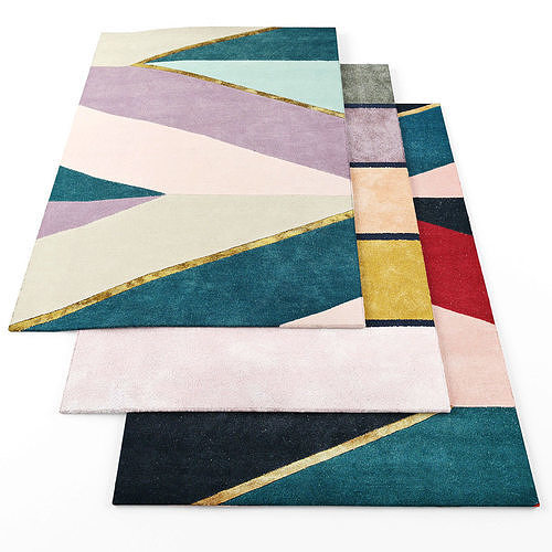 Rugs-1129 three colorful rugs Low-poly 3D model