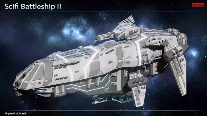 Spacehip Battleship II Low-poly 3D model