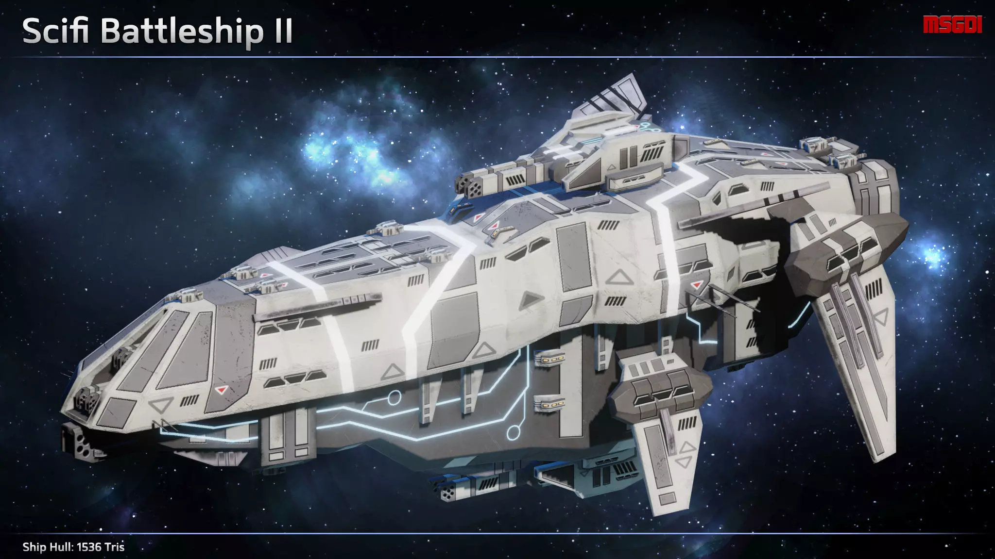 Spacehip Battleship II Low-poly 3D model