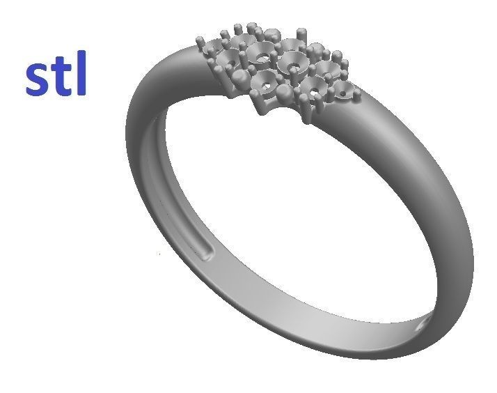 Ring diamond cluster 3D print model_9