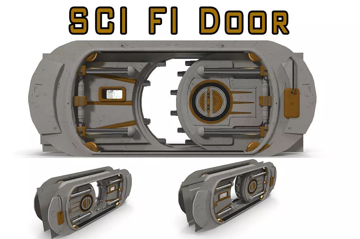 SCI FI Door Low-poly 3D model_0
