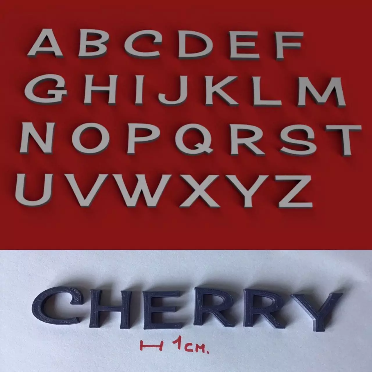 CHERRY uppercase and lowercase 3D Letters STL FILE 3D print model_0