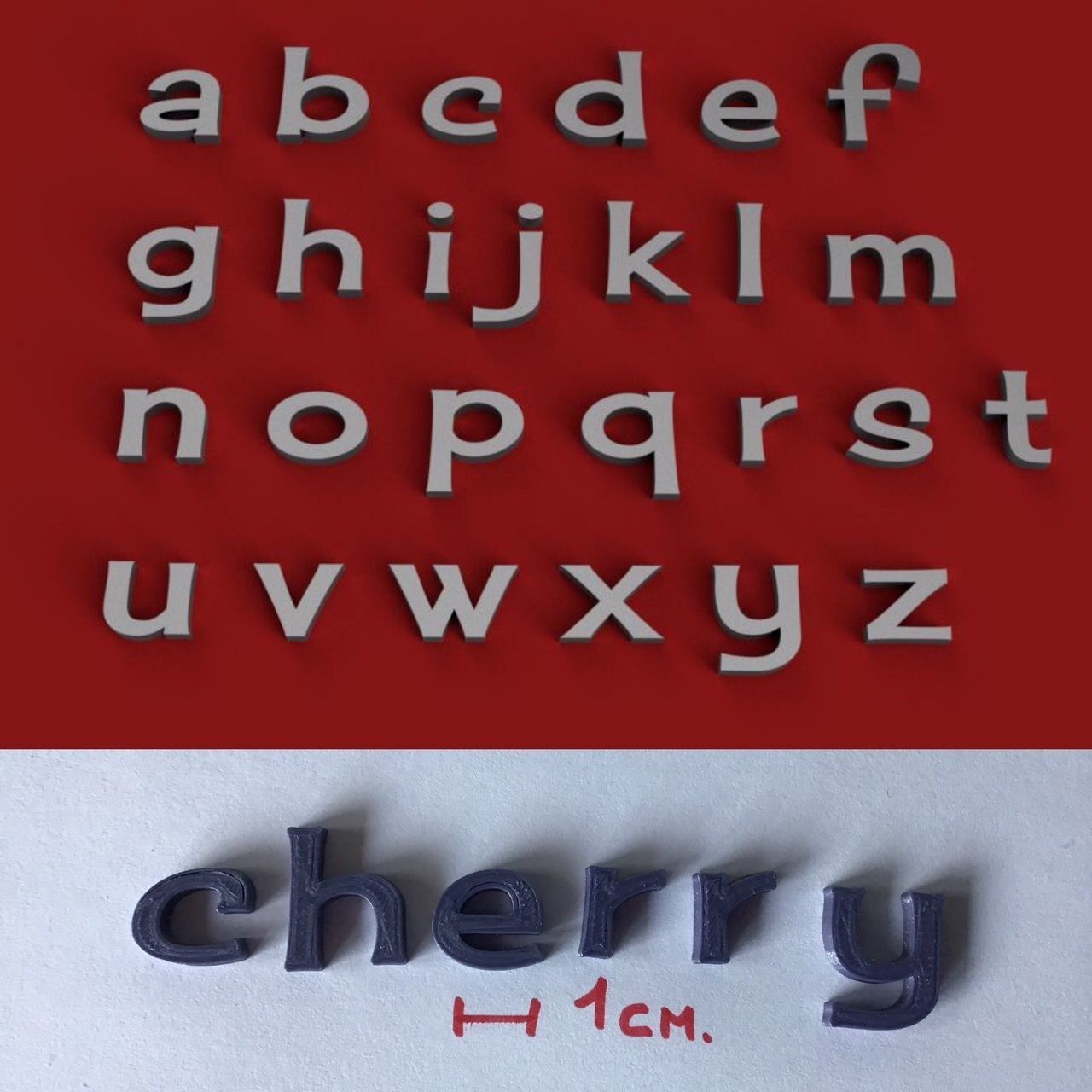 CHERRY uppercase and lowercase 3D Letters STL FILE 3D print model_1