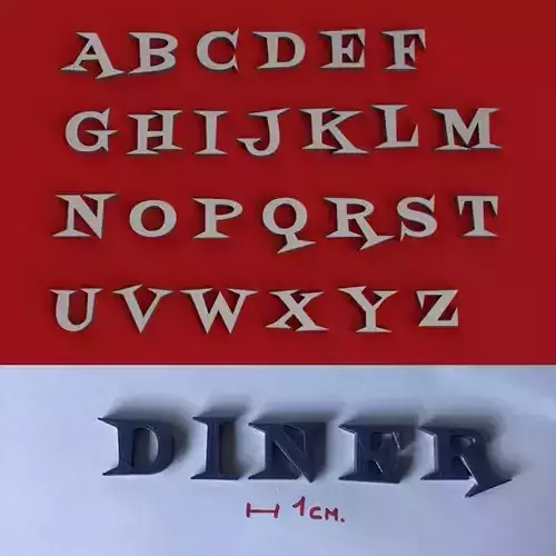 DINER uppercase and lowercase 3D Letters STL FILE