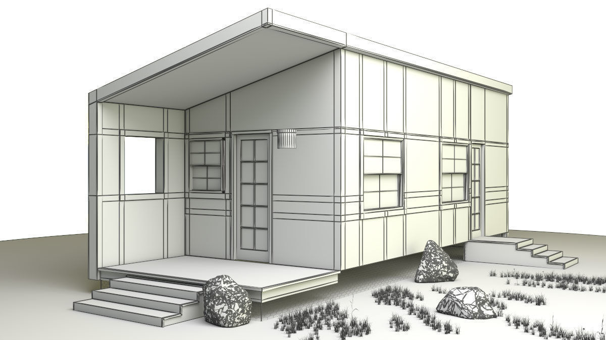 3d House Model tiny in woods 3D model_1