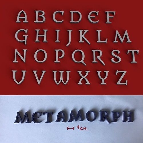 METAMORPH uppercase and lowercase 3D Letters STL FILE 3D print model