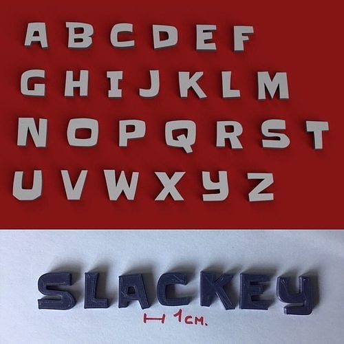 SLACKEY uppercase and lowercase 3D Letters STL FILE 3D print model