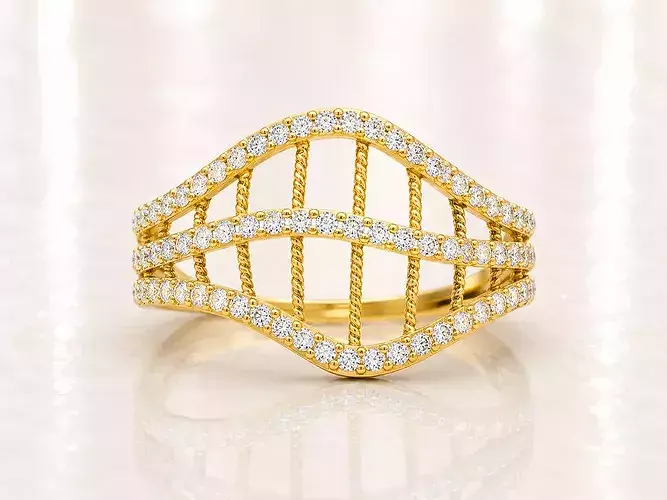 Women Ring Fancy Rings With Stone STL 3DM Render Printable