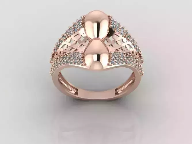 Women Ring Fancy Rings With Stone STL 3DM Render Printable