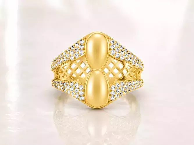 Women Ring Fancy Rings With Stone STL 3DM Render Printable
