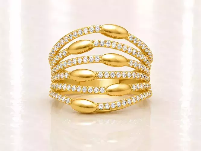 Women Ring Fancy Rings With Stone STL 3DM Render Printable