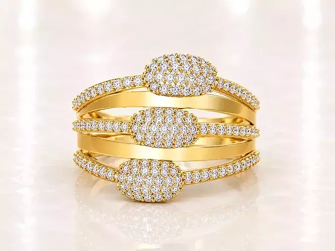 Women Ring Fancy Rings With Stone STL 3DM Render Printable