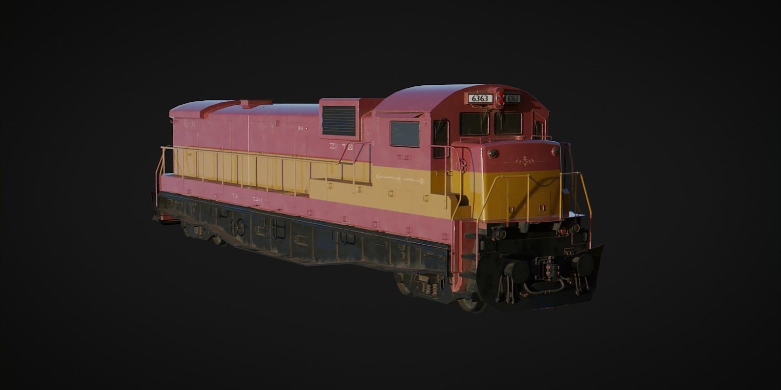 Cargo Train Low-poly 3D model_8