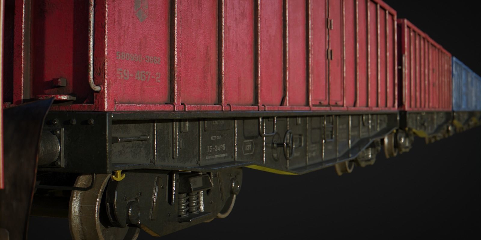 Cargo Train Low-poly 3D model_4