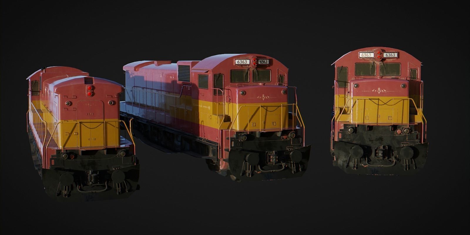 Cargo Train Low-poly 3D model_2
