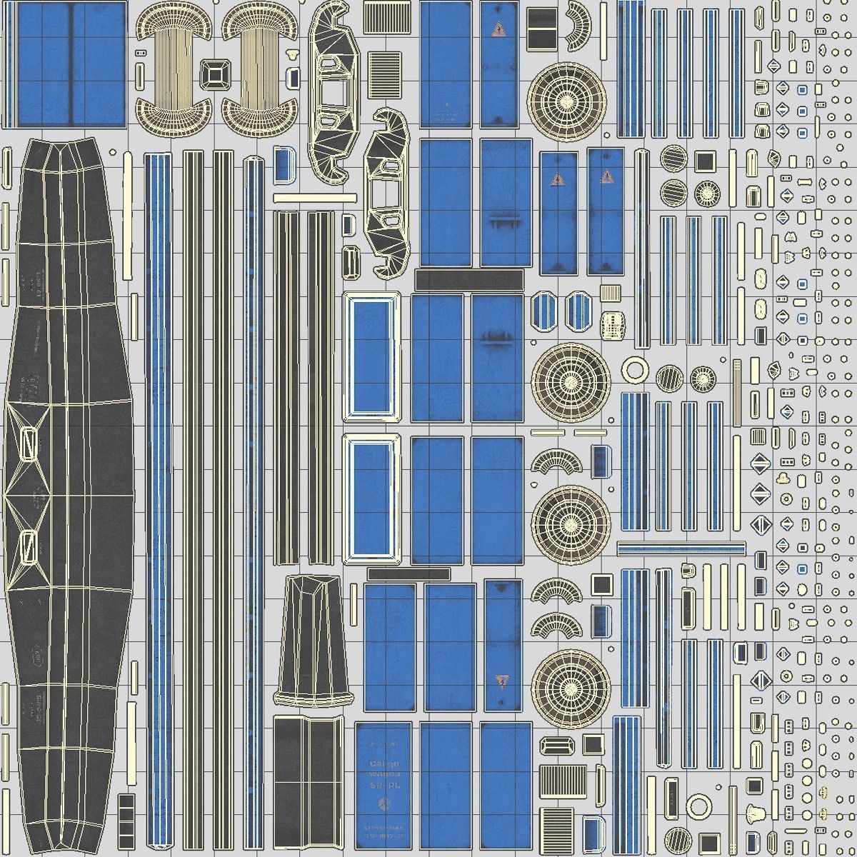 Cargo Train Low-poly 3D model_14